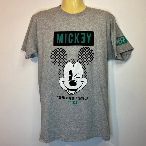 Disney Neff Men's Grey Winking Mickey Mouse T-shirt - NWT - Picture 1 of 4